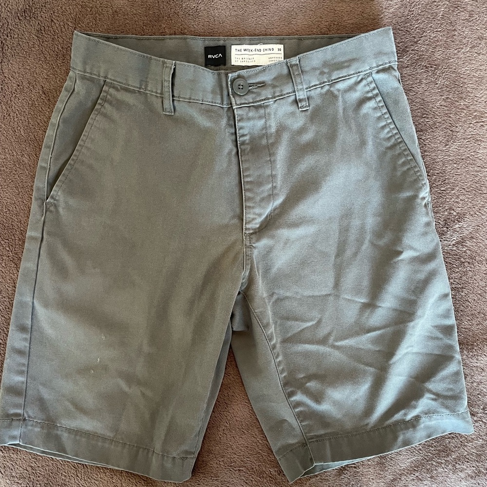 RVCA Men's Flat Front Shorts - Tan and Gray - Picture 5 of 7